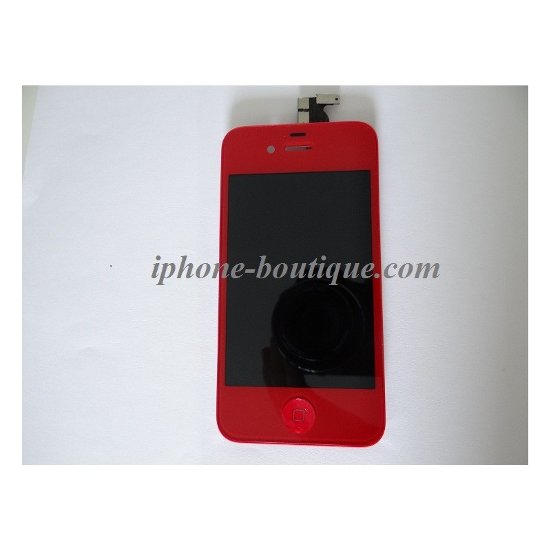Vitre iPhone 4 rouge + écran LCD complet monté sur châssis