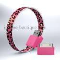 Câble bracelet usb pink léopard pour iPhone / micro usb