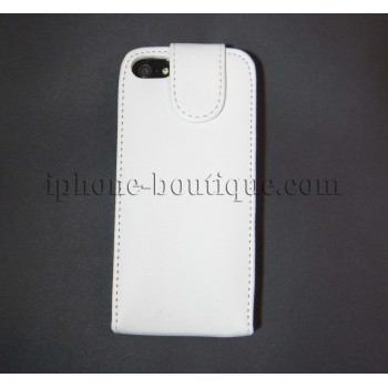 ★ iPhone 5 ★ Coque rabattable cuir blanc