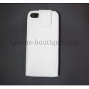 ★ iPhone 5,5S ★ Coque rabattable cuir blanc