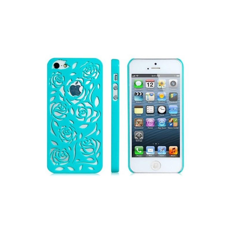 Coque en plastique rigide style Rosier couleur Bleue turquoise - iPhone 5 /  5S