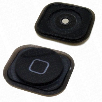 Bouton noir accueil prémontée avec valve  pastille métallique collée iPhone 5 et 5c